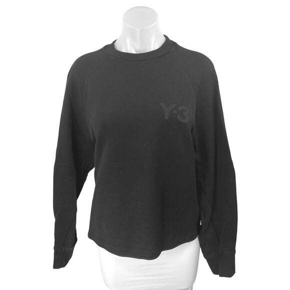 Y-3 Womens Black Long Sleeve Logo Crew Neck Cozy Sweater Sweatshirt Top Size M - Picture 8 of 14